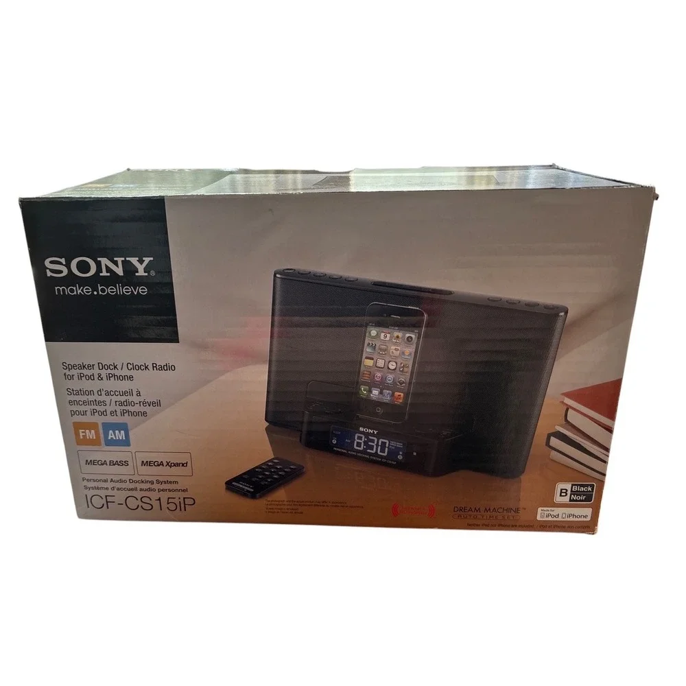 Sony Dream Machine ICF-CS15iP Speaker Dock Clock Radio iPod iPhone Black Remote